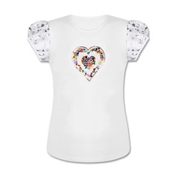 Белая футболка (блузка) для девочки 83774-ДНШ19