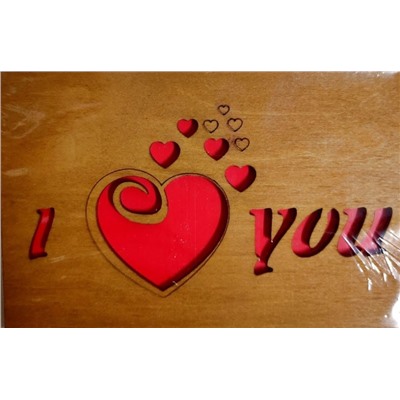 ОТК0070 Стильная деревянная открытка "I love you"