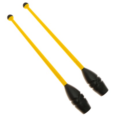 Булавы вставляющиеся для гимнастики (пластик,каучук) 45см, цвет желто-чёрный
