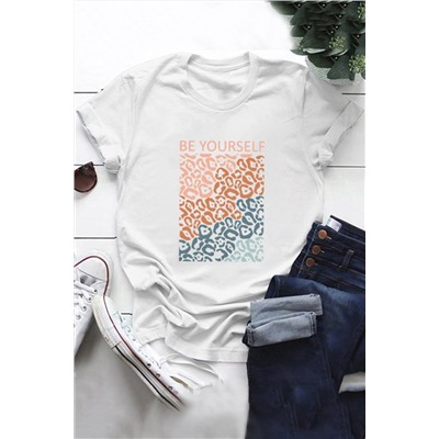 White Leopard Be Yourself Graphic T Shirt