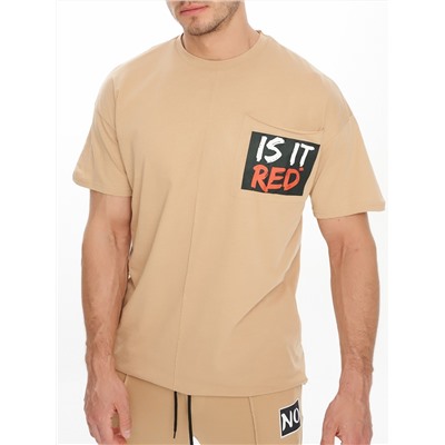 Костюм джоггеры с футболкой бежевого цвета 9181B
