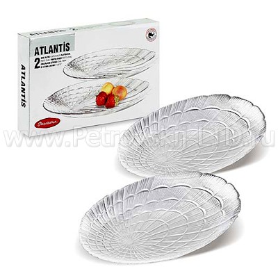 "Atlantis" Тарелка стеклянная 147х240мм, овальная, набор 2 шт (Россия)