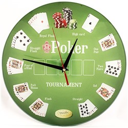 96014 Часы Покер стеклянные