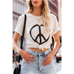 White Peace Sign Graphic Tee