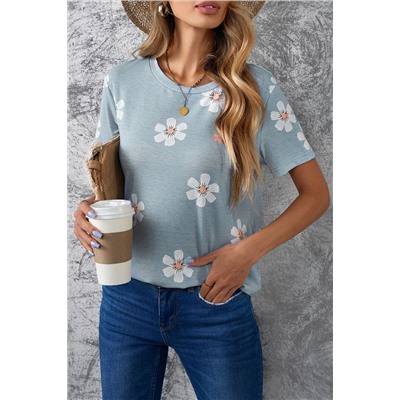 Gray Floral Pattern T-shirt