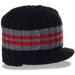 Теплая вязаная шапка-кепка на флисе от бренда Barts №4835