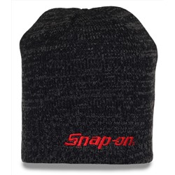 Топовая меланжевая мужская шапка Snap-on формы бини функциональная теплая уютная  №3455