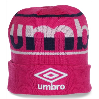Великолепная брендовая женская шапка Umbro с отворотом модная удобная спортивная модель  №4560