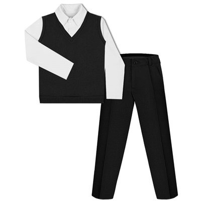 Школьный комплект для мальчика(жилет,брюки и рубашка-поло) 83811-6630-60111