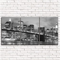 Модульная картина Бруклинский мост черно-белый 3-1