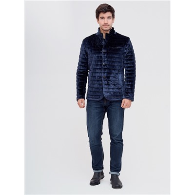Куртка велюровая классическая Valianly темно-синего цвета 93351TS