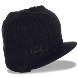 Мужская шапка-кепка оригинальной вязки №4724