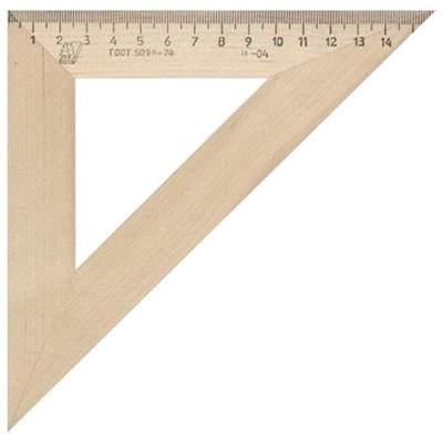 Треугольник, угол 45°, 16 см, Красная звезда, деревянный