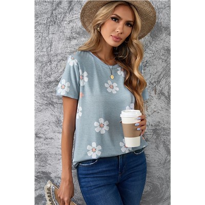 Gray Floral Pattern T-shirt