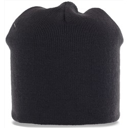 Черная трикотажная шапка бини - универсальная модель на все случаи. Комфорт и качество тебе всегда обеспечено №5100