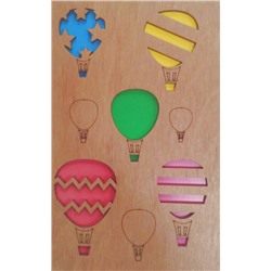 ОТК0033 Стильная деревянная открытка "Воздушные шары"