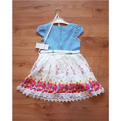 Нарядное платье со стразами и сумочкой “Цветочки” (0317)