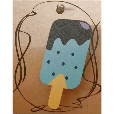 ЗН0022 Стильный деревянный значок "Синее мороженое"