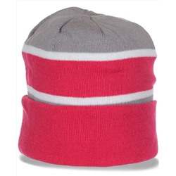 Популярная женская шапка с отворотом утепленная флисом зимняя спортивная модель  №4551