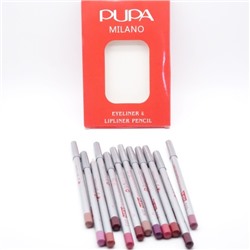 PUPA, карандаши для глаз и губ цветные (12 штук)