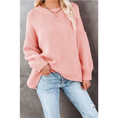 Розовый свитер оверсайз с заниженными плечами