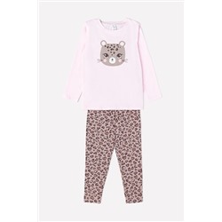 Пижама для девочки Crockid К 1537 светло-розовый + сердечки леопард