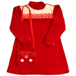 Платье 737 (красное/малина/сумочка) велюр