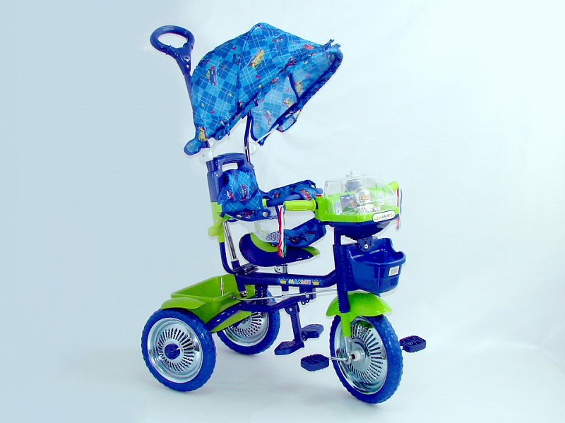 Велосипед детский с ручкой трехколесный с крышей фото