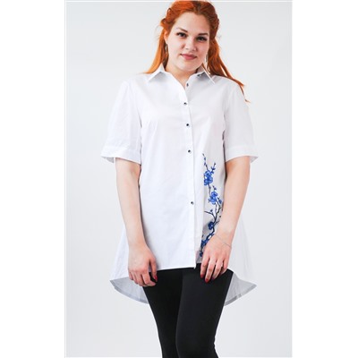 Рубашка-туника женская с цветочной вышивкой арт. 357133