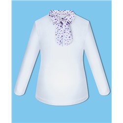 Белый школьный джемпер (блузка) для девочки с галстуком 79394-ДШ21
