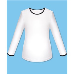 Школьный белый джемпер (блузка) с окантовкой для девочки