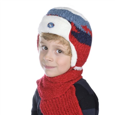 Комплект шапка шарф, детский 45615.6 (сине-красный)