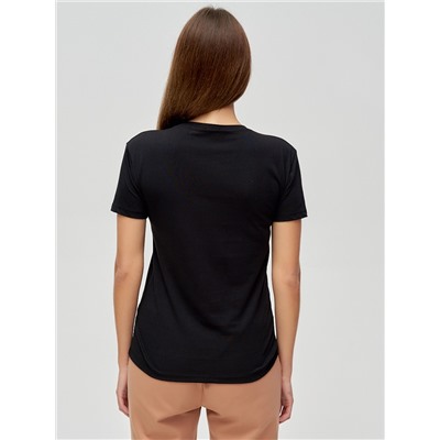 Женские футболки с принтом черного цвета 1614Ch