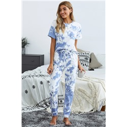 Сине-белый пижамный комплект: футболка + штаны
