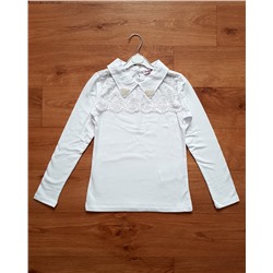 Школьная блузка с кружевом (6074)