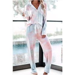 Розово-голубой пижамный комплект: рубашка + штаны