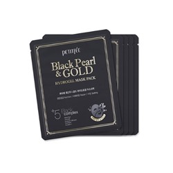 Гидрогелевые маски с золотом и черным жемчугом [PETITFEE] Black Pearl & Gold Hydrogel Mask Pack (5 штук)
