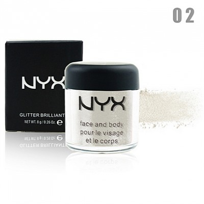 NYX GLITTER BRILLIANTS - №02, пигмент рассыпчатый для лица и тела 8 г