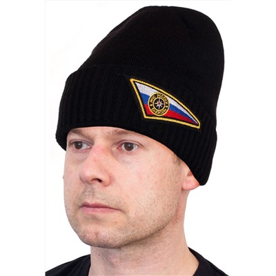 Вязанная шапка с нашивкой "МЧС России"