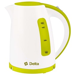Чайник электрический 1,7л DELTA DL-1056 белый с зеленым