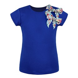 Синяя футболка(блузка) для девочки с бантами 79814-ДЛШ21