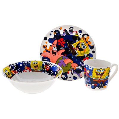 Набор детской посуды "Губка Боб - Океан счастья" 3предмета SBS3-3 в подарочной упаковке