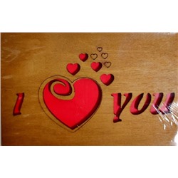 ОТК0070 Стильная деревянная открытка "I love you"