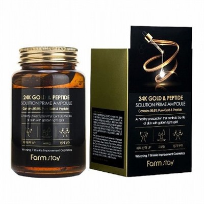 FARMSTAY 24K GOLD & PEPTIDE (с экстрактом золотом и пептидами),  ампульная сыворотка 250 мл