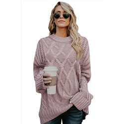 Розовый вязаный пуловер-свитер оверсайз