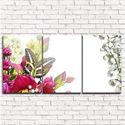 Модульная картина Букет цветов с бабочками 3-1