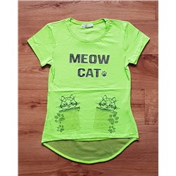 Футболка со стразами “Meow Cat” (6557)