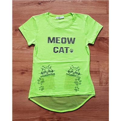 Футболка со стразами “Meow Cat” (6557)