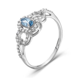 Серебряное кольцо  925 пробы с голубыми фианитами - 231