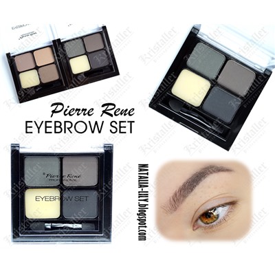 Палетка для бровей 3 тени, воск для фиксации Pierre Rene Eyebrow set Палетка для бровей 3 тени, воск для фикс Eyebrow set